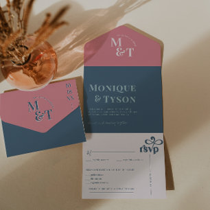 Pink & Blue Cotton Candy Wedding   All In One Invitation
