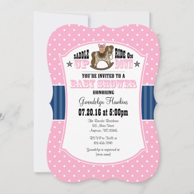 Pink Blue Cowboy Baby Shower Invitation (Front)