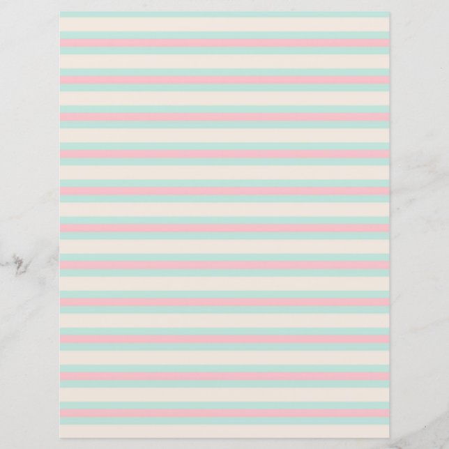 Pink Blue & Cream Striped Pattern Scrapbook Paper (Front)