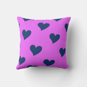 Pink Blue Cute Cosy Modern Romantic Chic Heart Cushion