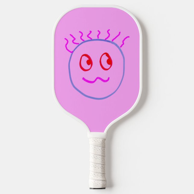 Pink Blue Cute Face Pickleball Paddle (Front)