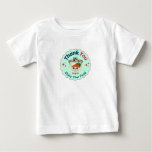 Pink Blue Cute Illustrative Food Business Thank Yo Baby T-Shirt