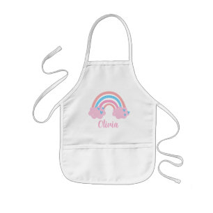 Pink Blue Cute Rainbow Hearts Kids Apron
