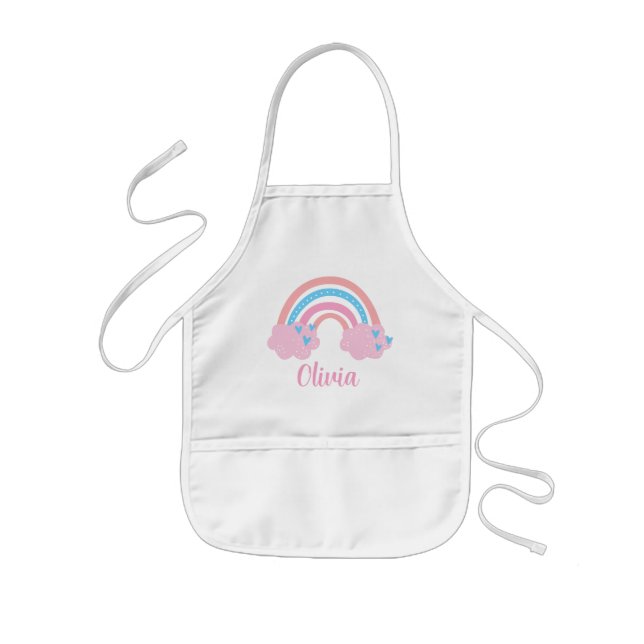 Pink Blue Cute Rainbow Hearts Kids Kids Apron (Front)