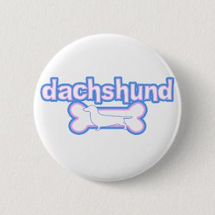 Pink & Blue Dachshund 6 Cm Round Badge