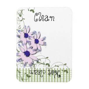 Pink Blue Daisy Flowers Green Gingham Dishwasher Magnet