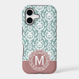 Pink Blue Damask Monogram