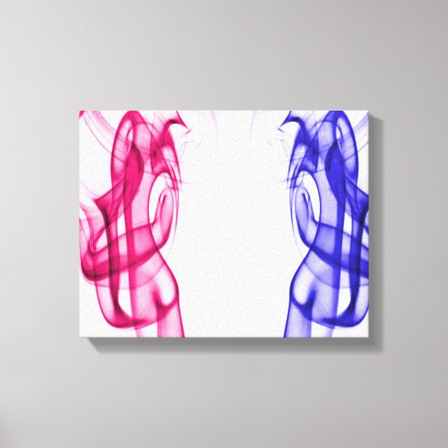 Pink Blue Dancing Smoke Plumes Stretched Canvas Print (Front)