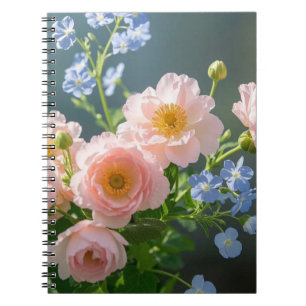 Pink Blue delicate flowers  Notebook