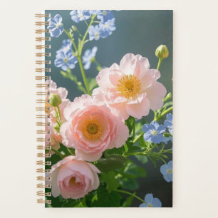 Pink Blue delicate flowers Planner