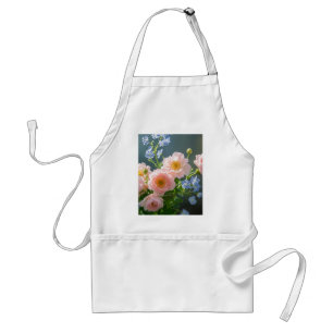 Pink Blue delicate flowers Standard Apron