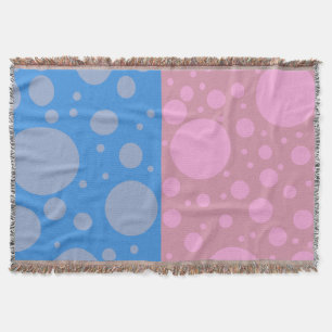 Pink Blue Dots Throw Blanket