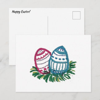 Pink & Blue Easter Eggs Postcard
