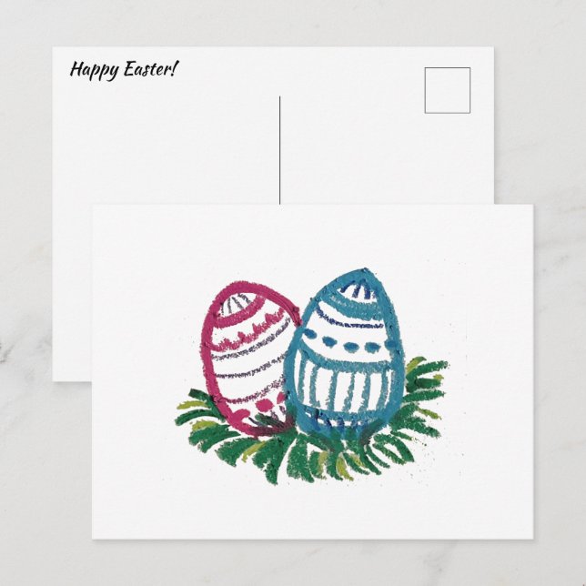 Pink & Blue Easter Eggs Postcard (Front/Back)