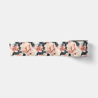 Pink Blue Elegant floral Pattern Blush Satin Ribbon