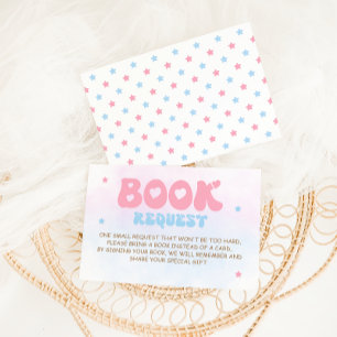 Pink & Blue Elegant Script Books For Baby  Enclosure Card
