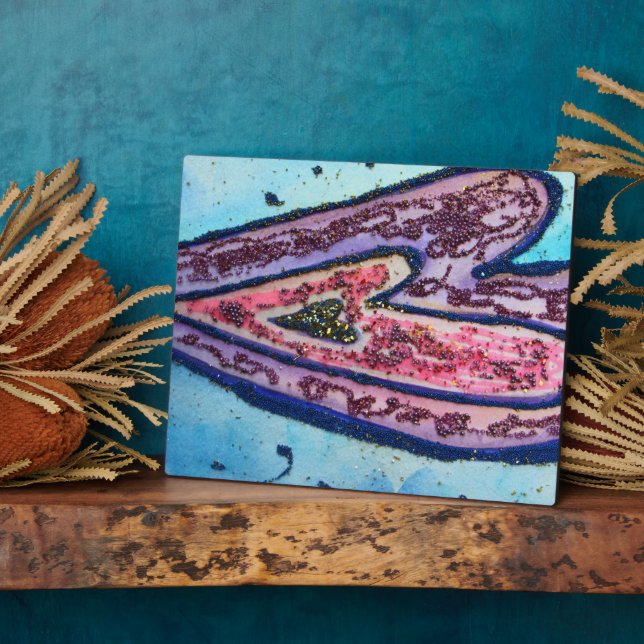 Pink Blue Faith Glitter Hearts Art Print Plaques (Side)