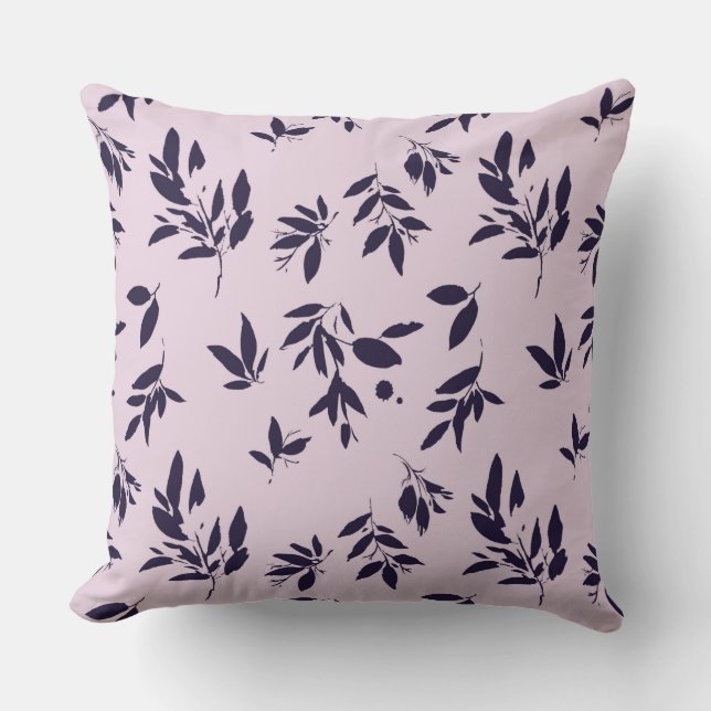 Pink/Blue Floal Designer Throw Pillow (Front)