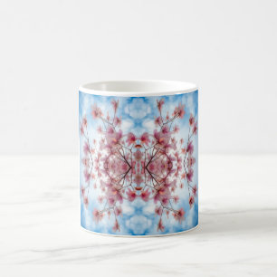 Pink Blue Floral Decorative Pattern Coffee Mug