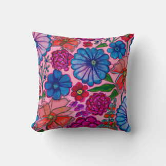 Pink & Blue Floral Design Cushion