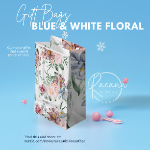 Pink & Blue Floral Design Gift Bag