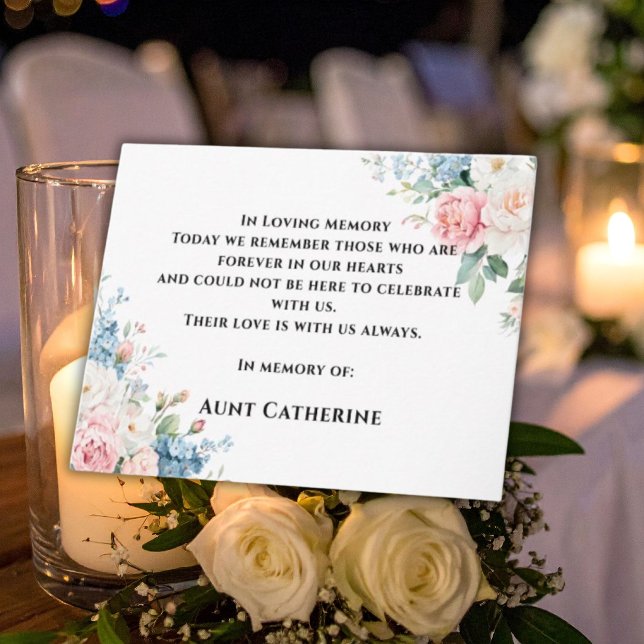 Pink & Blue Floral Elegant Wedding Memory Card (Creator Uploaded)