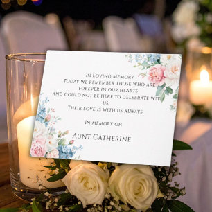 Pink & Blue Floral Elegant Wedding Memory Card