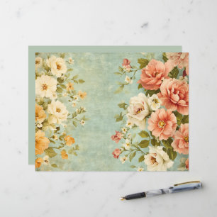 Pink Blue Floral Junk Journal Scrapbook Paper