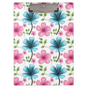 Pink & Blue Floral Seamless Pattern Clipboard