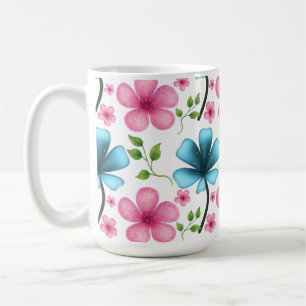 Pink & Blue Floral Seamless Pattern Coffee Mug