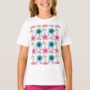 Pink & Blue Floral Seamless Pattern T-Shirt