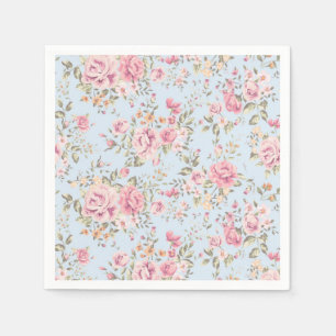 Pink & Blue Floral Shabby Chic Napkins