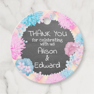 Pink & Blue Floral Thank You Favour Tags