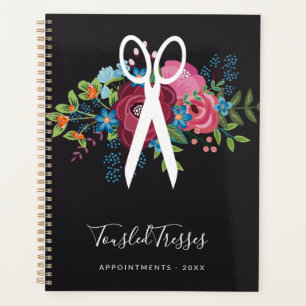 Pink Blue Flower Bouquet Hair Stylist Appointment Planner