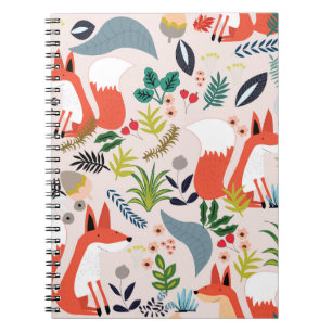 Pink, blue flowers: fox garden. notebook