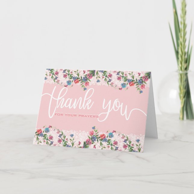 Pink Blue Flowers White Script Thank You Overlay (Front)