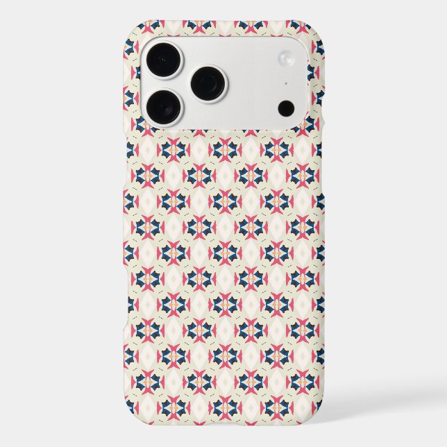 Pink Blue Folk Geometric Tile Pattern (Back)