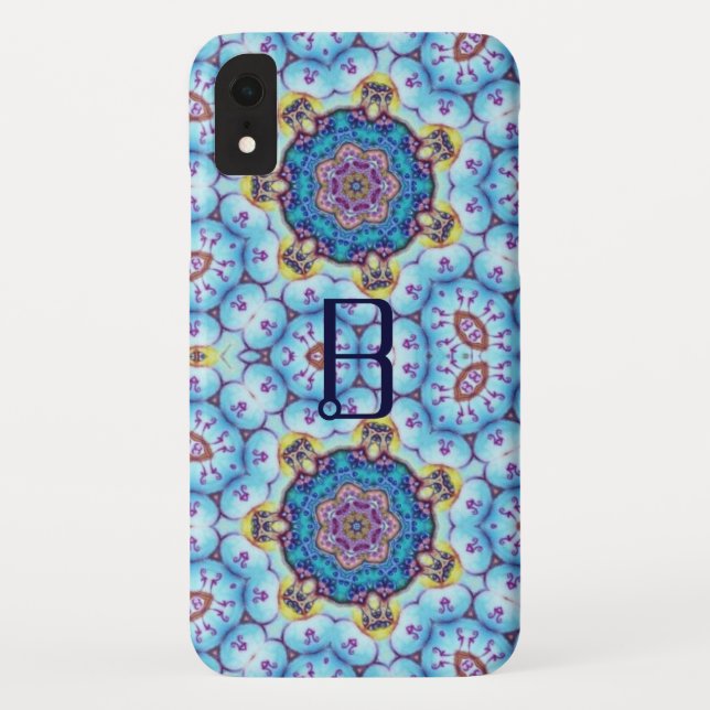 PINK BLUE FRACTAL CIRCLES MONOGRAM Case-Mate iPhone CASE (Back)