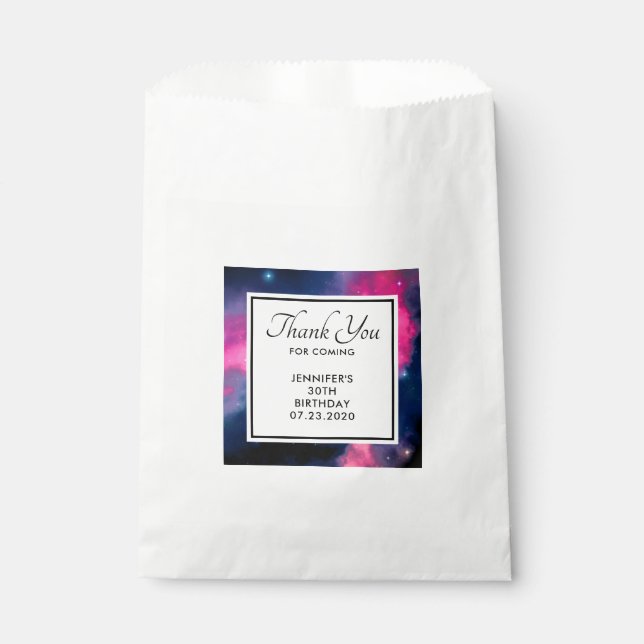 Pink & Blue Galaxy Nebula & Stars Abstract Favour Bags (Front)