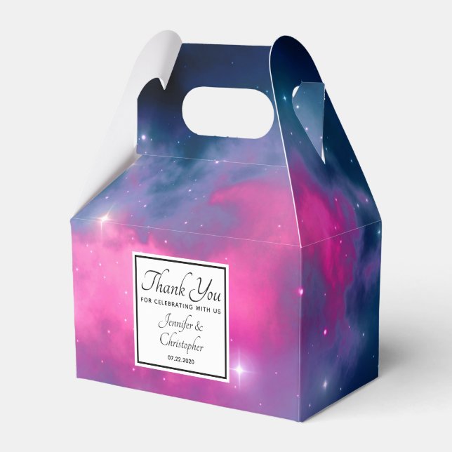 Pink & Blue Galaxy Nebula & Stars Abstract Favour Box (Front Side)