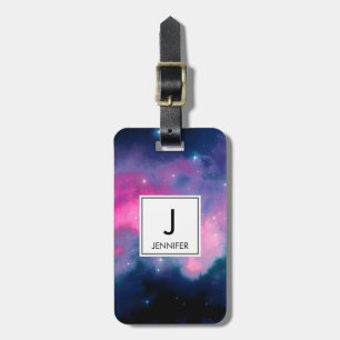 Pink & Blue Galaxy Nebula & Stars Abstract Luggage Tag