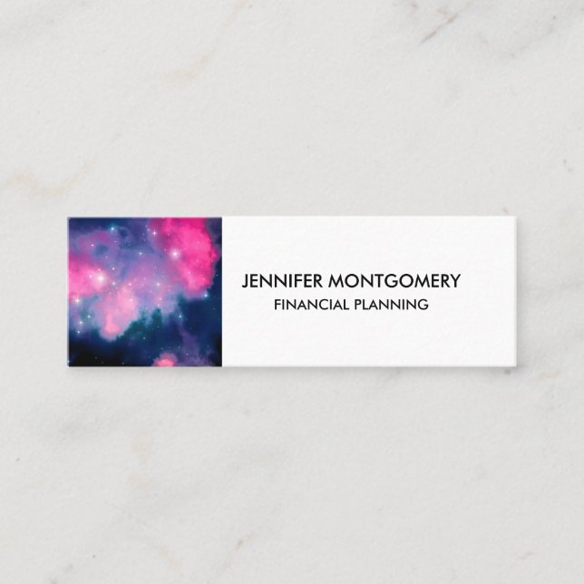 Pink & Blue Galaxy Nebula & Stars Abstract Mini Business Card (Front)