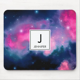 Pink & Blue Galaxy Nebula & Stars Abstract Mouse Mat