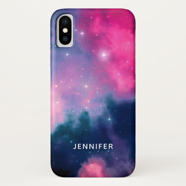 Pink & Blue Galaxy & Stars Abstract Case-Mate iPhone Case (Back)