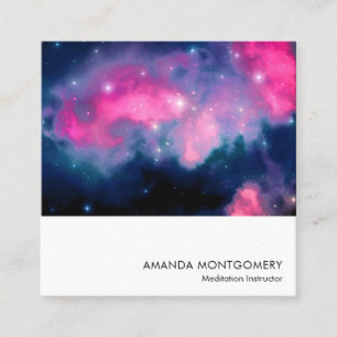 Pink & Blue Galaxy & Stars Abstract Square Business Card