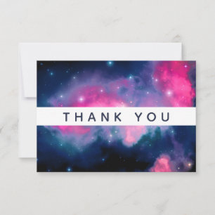 Pink & Blue Galaxy & Stars Abstract Thank You Card