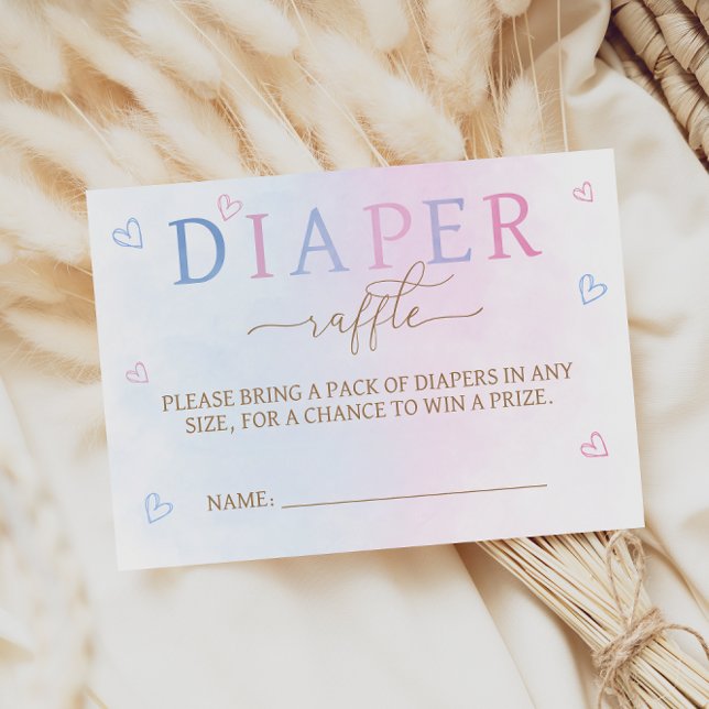 Pink Blue Gender Reveal Baby Shower Diaper Raffle Enclosure Card (Creator Uploaded)