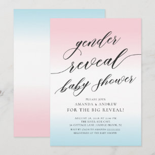 Pink & Blue Gender Reveal Baby Shower Invitation