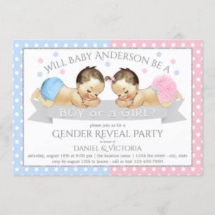 Pink Blue Gender Reveal Baby Shower Invitations