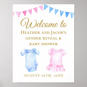 Pink Blue Gender Reveal Baby Shower Welcome Sign